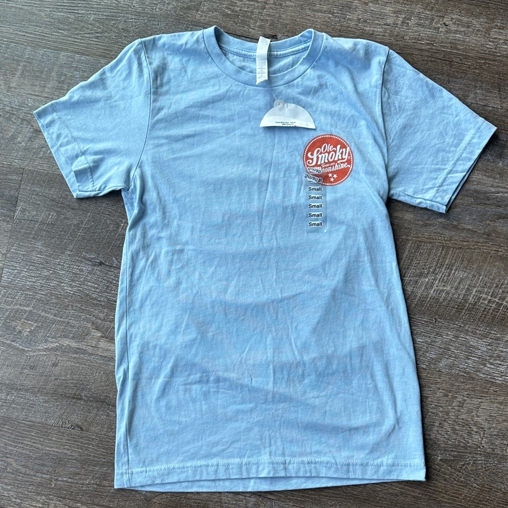 Bella Canvas Sky Blue Tee with Red Graphic